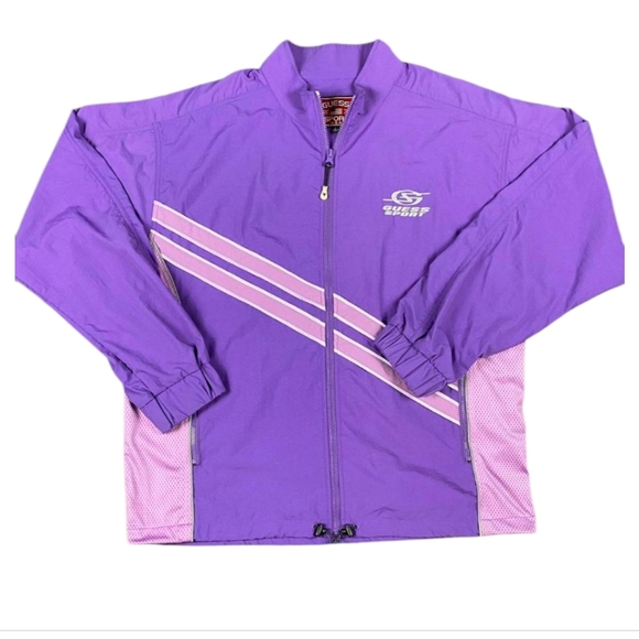 GUESS SPORT purple love potion reflective windbreaker track jacket small nwt - Picture 1 of 7